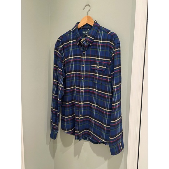 Ralph Lauren Custom‎ Fit Flannel Shirt Men XL Classic Button Down - Picture 2 of 6